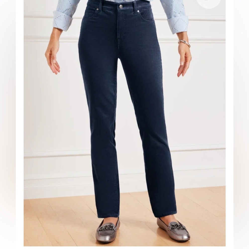 Talbots High Waist STRAIGHT LEG PANTS Classic Navy Women's corduroy 8P